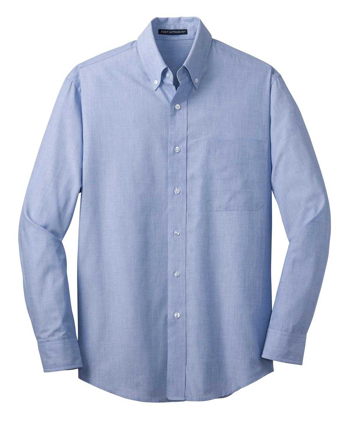 Port Authority S640 Crosshatch Easy Care Shirt - Chambray Blue - HIT a Double - 5