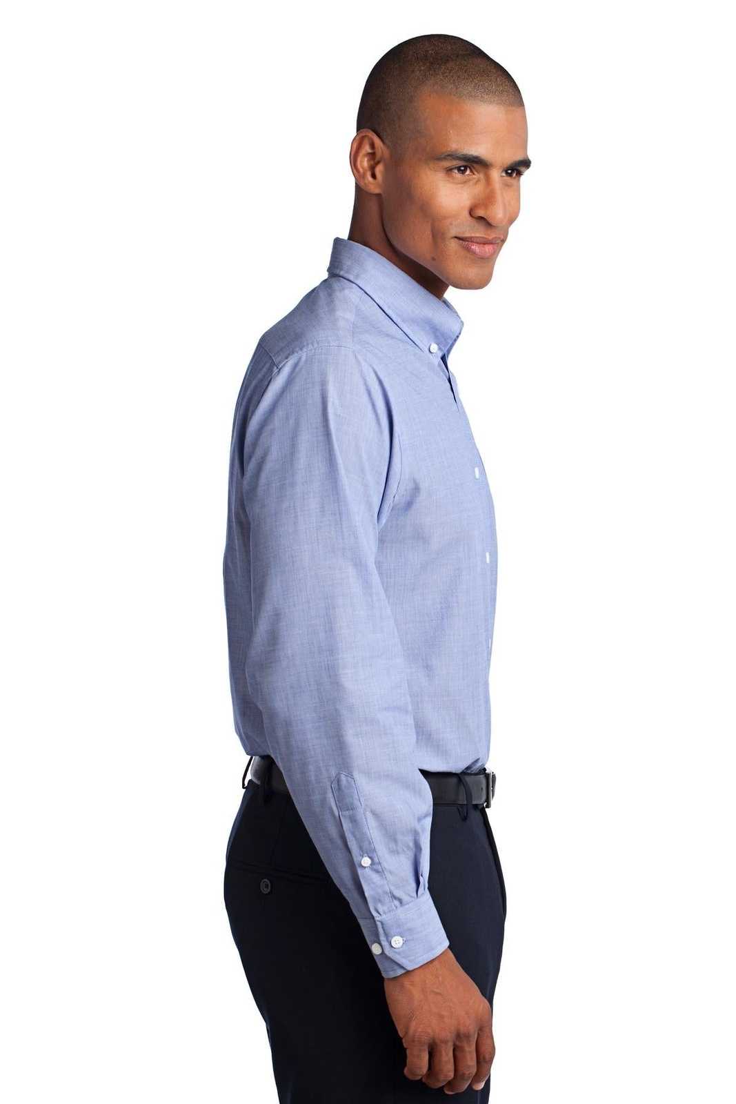 Port Authority S640 Crosshatch Easy Care Shirt - Chambray Blue - HIT a Double - 3