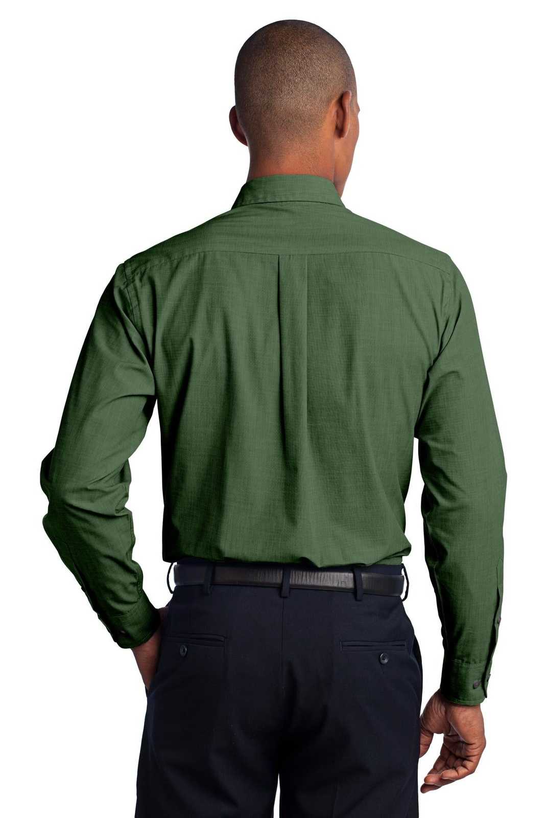 Port Authority S640 Crosshatch Easy Care Shirt - Dark Cactus Green - HIT a Double - 1