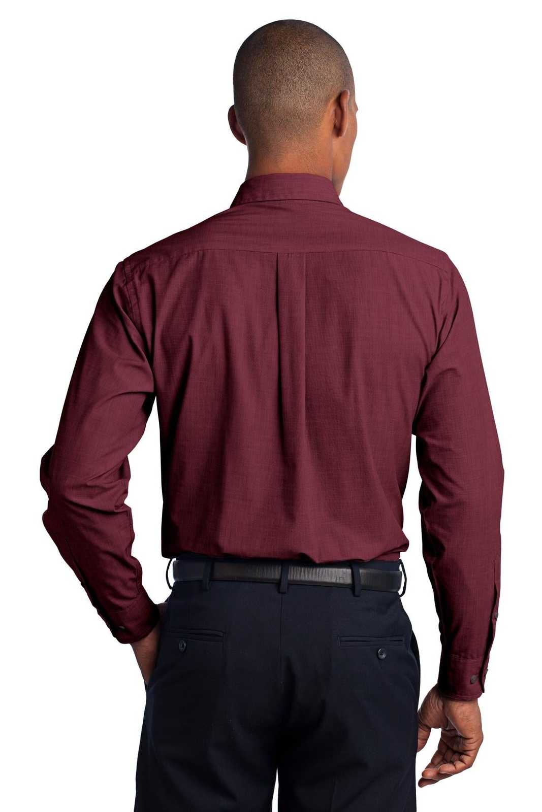 Port Authority S640 Crosshatch Easy Care Shirt - Red Oxide - HIT a Double - 2