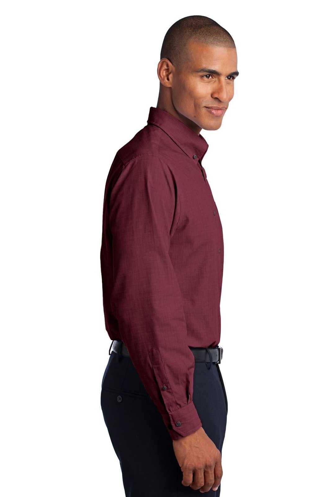Port Authority S640 Crosshatch Easy Care Shirt - Red Oxide - HIT a Double - 3