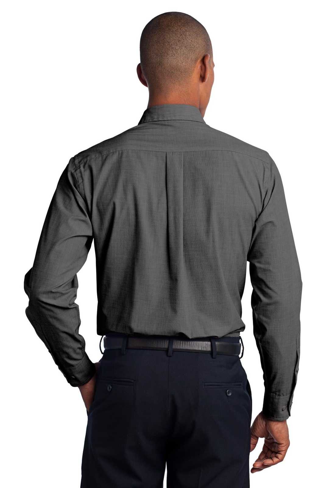 Port Authority S640 Crosshatch Easy Care Shirt - Soft Black - HIT a Double - 2