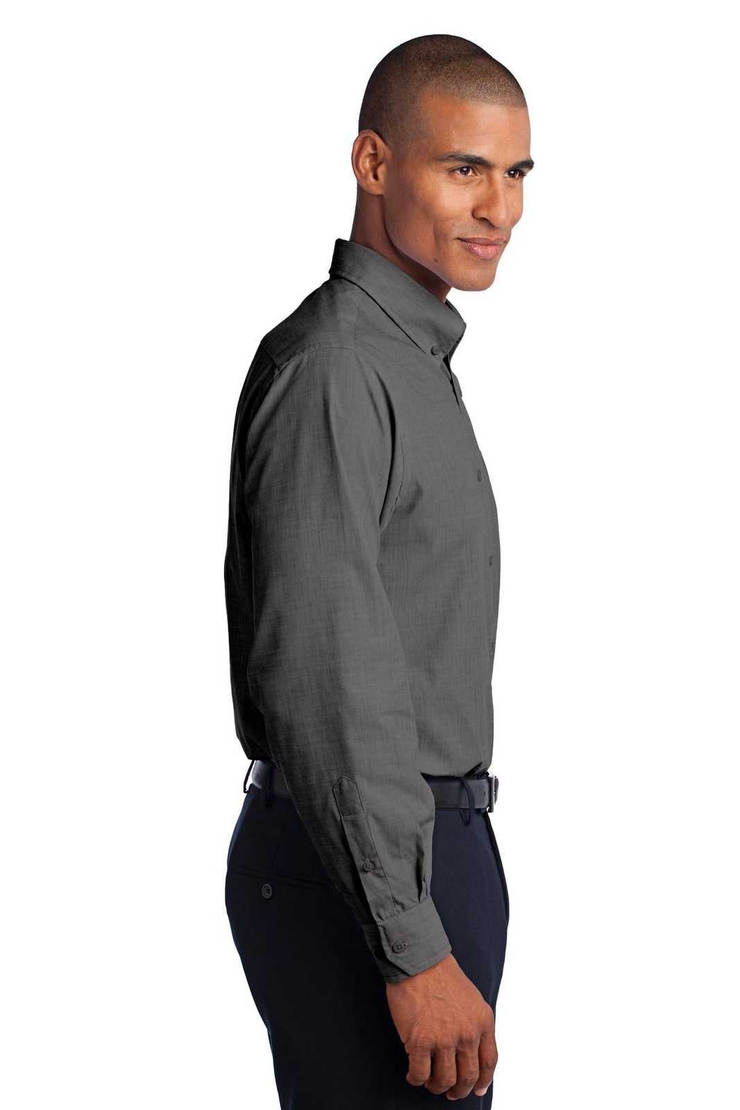 Port Authority S640 Crosshatch Easy Care Shirt - Soft Black - HIT a Double - 3