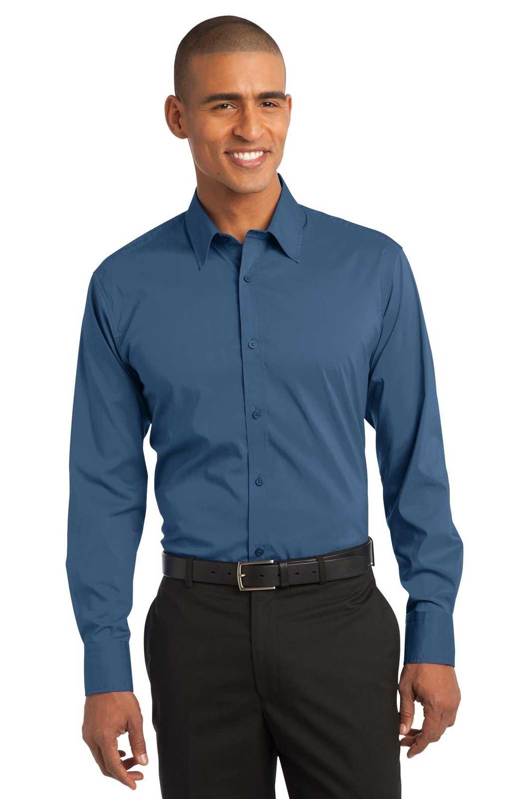 Port Authority S646 Stretch Poplin Shirt - Moonlight Blue - HIT a Double - 1
