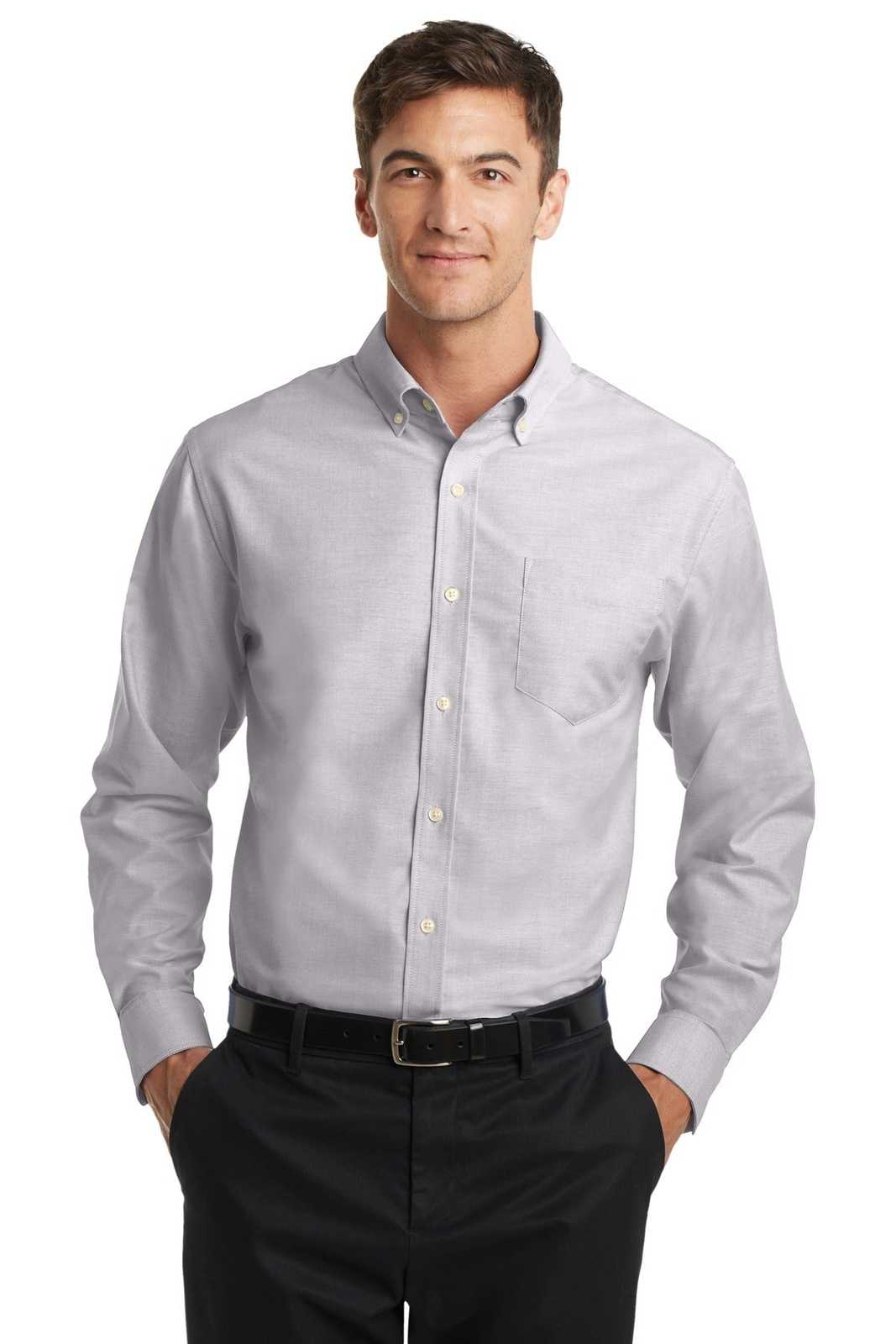 Port Authority S658 Superpro Oxford Shirt - Gusty Gray - HIT a Double - 1