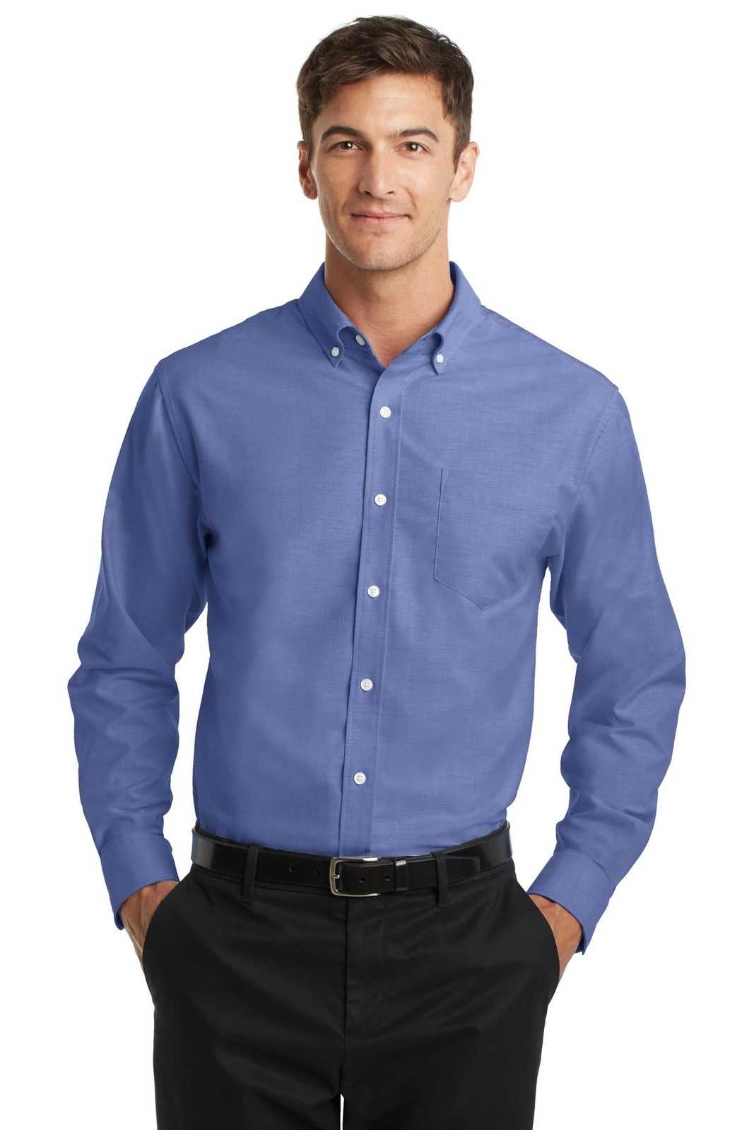 Port Authority S658 Superpro Oxford Shirt - Navy - HIT a Double - 1