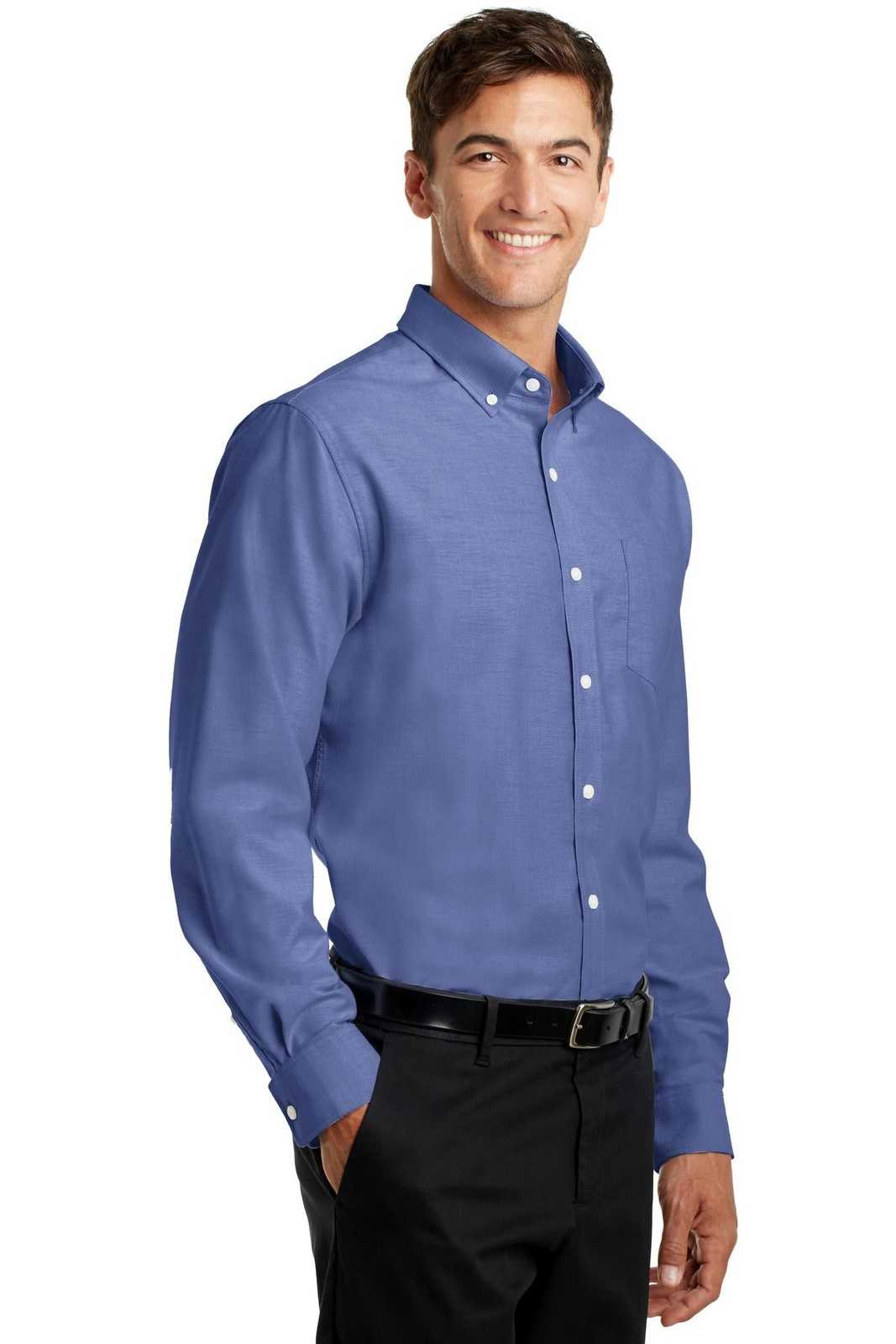 Port Authority S658 Superpro Oxford Shirt - Navy - HIT a Double - 4