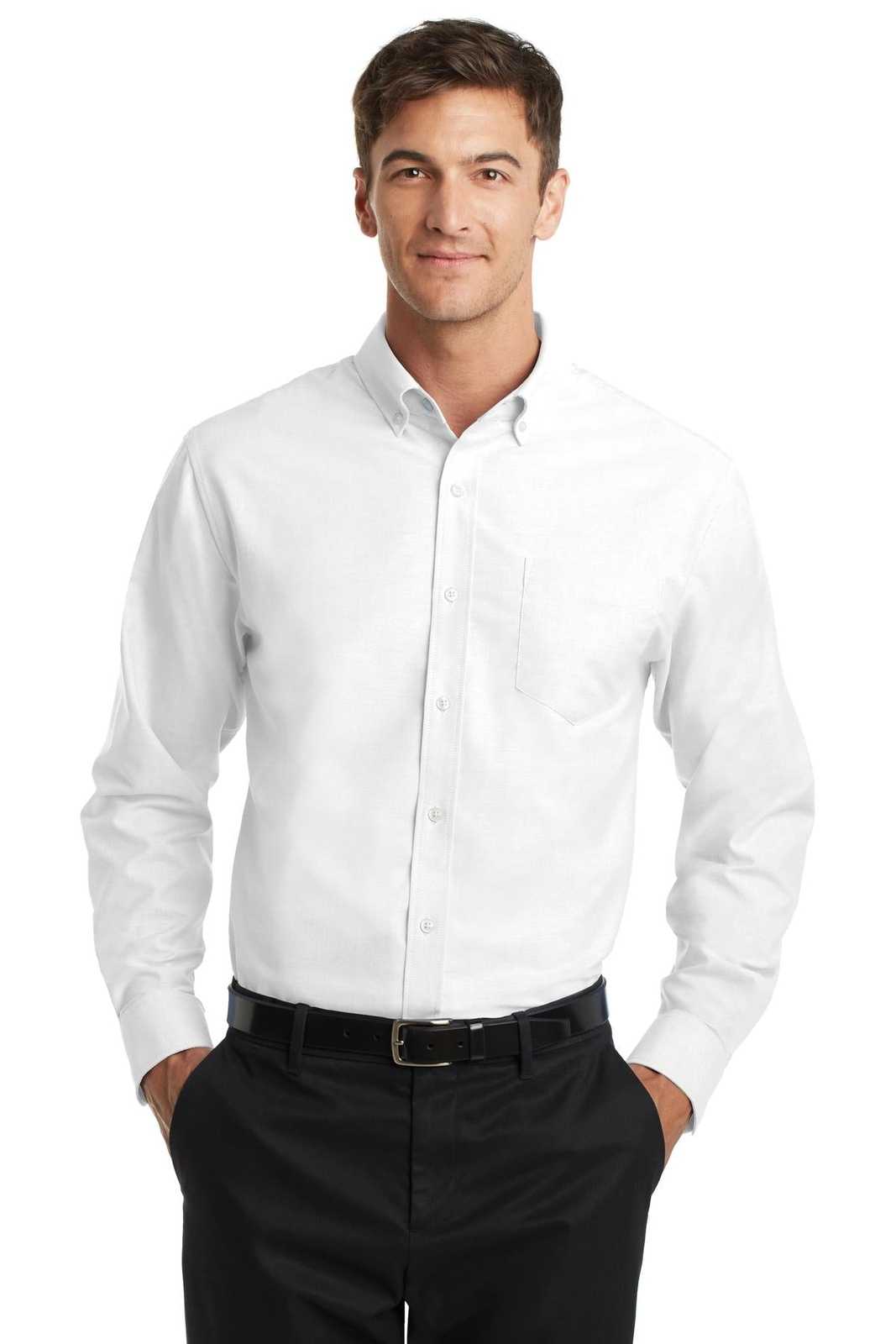 Port Authority S658 Superpro Oxford Shirt - White - HIT a Double - 1