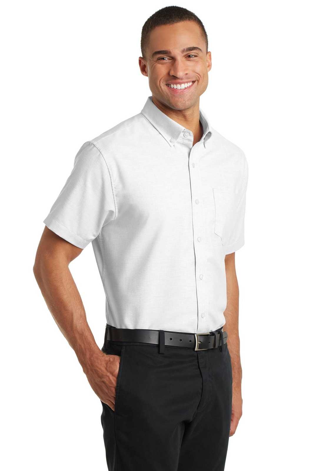 Port Authority S659 Short Sleeve Superpro Oxford Shirt - White - HIT a Double - 4