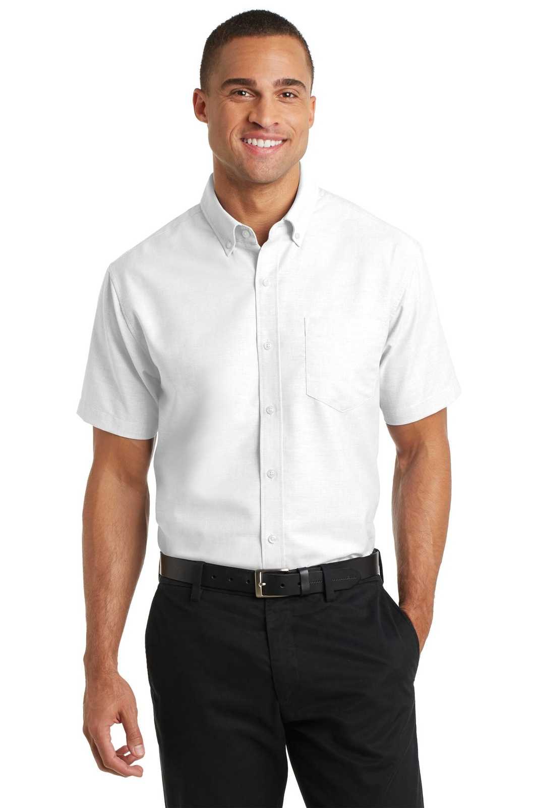 Port Authority S659 Short Sleeve Superpro Oxford Shirt - White - HIT a Double - 1