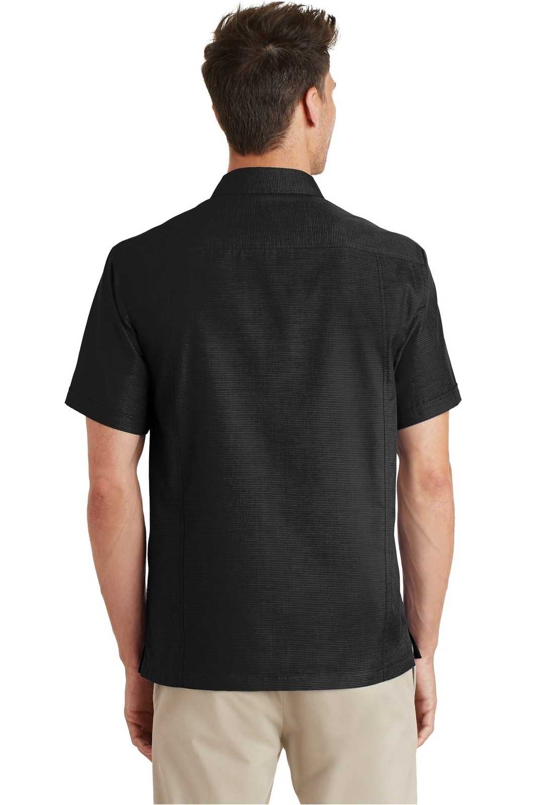 Port Authority S662 Textured Camp Shirt - Black - HIT a Double - 2