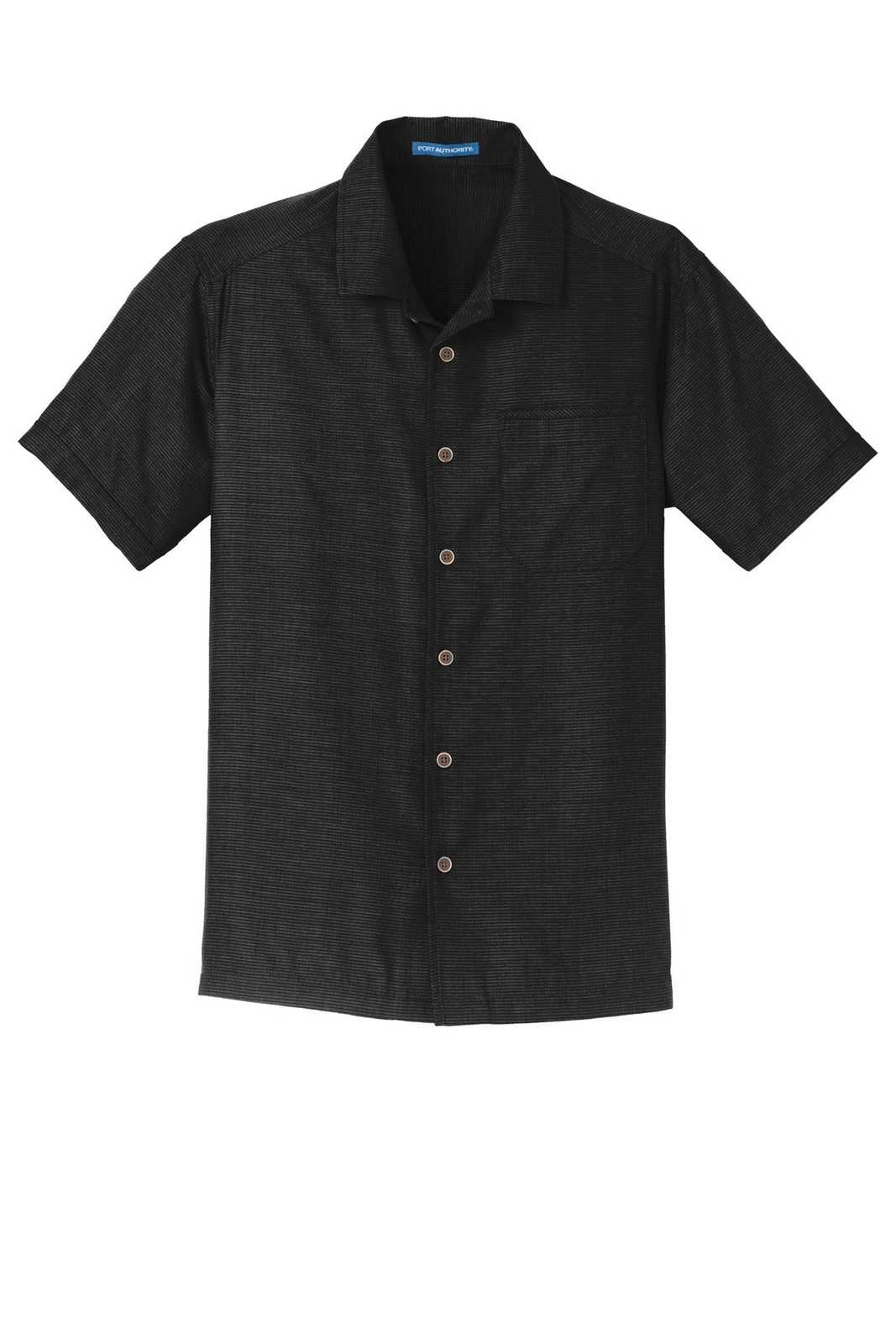 Port Authority S662 Textured Camp Shirt - Black - HIT a Double - 5