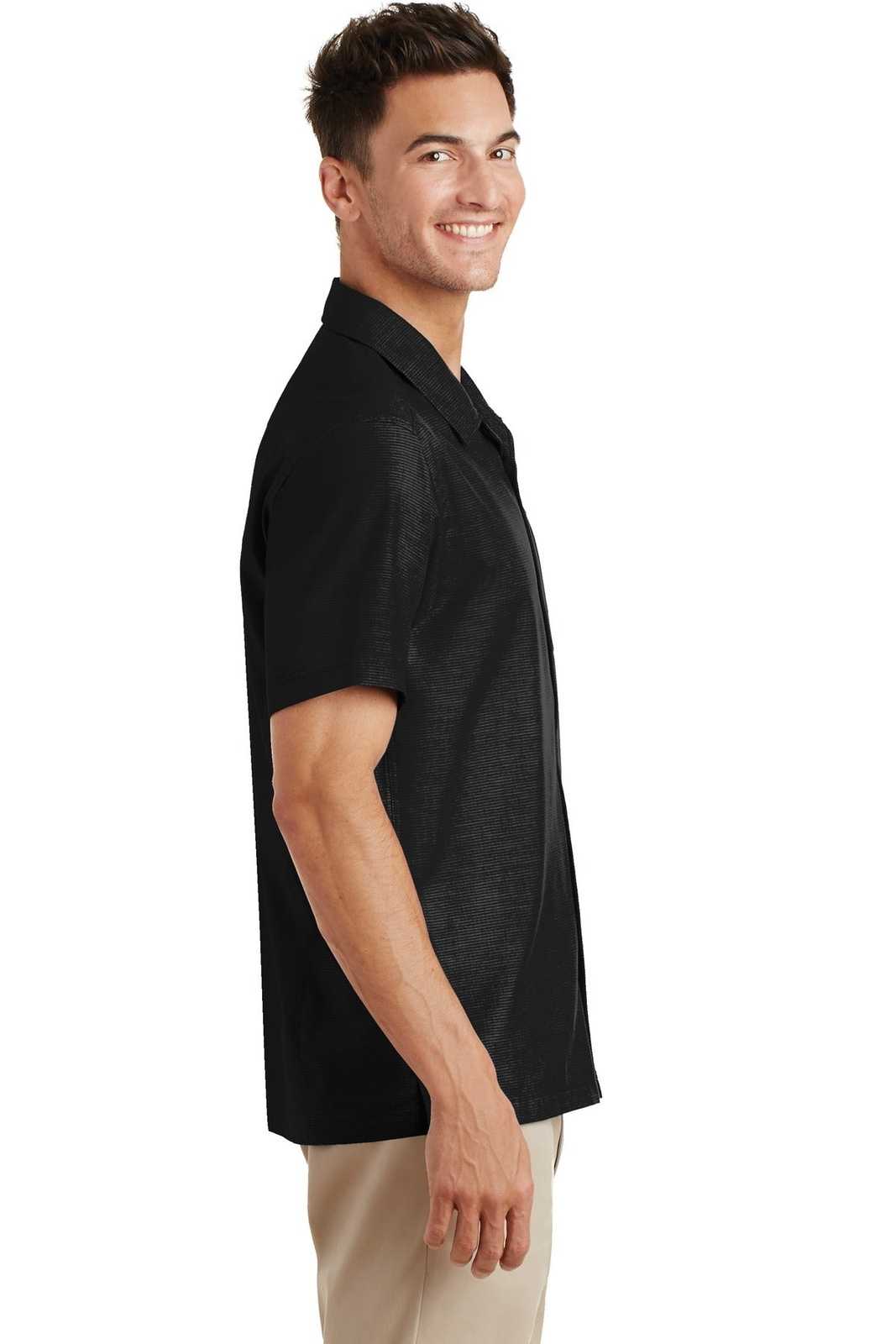 Port Authority S662 Textured Camp Shirt - Black - HIT a Double - 3
