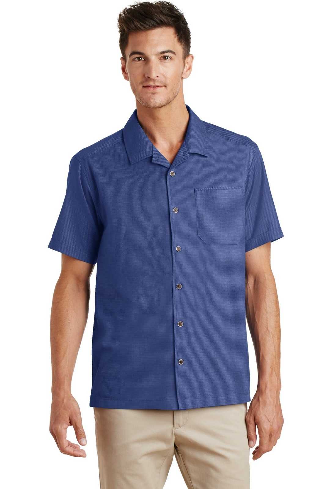 Port Authority S662 Textured Camp Shirt - Royal - HIT a Double - 1