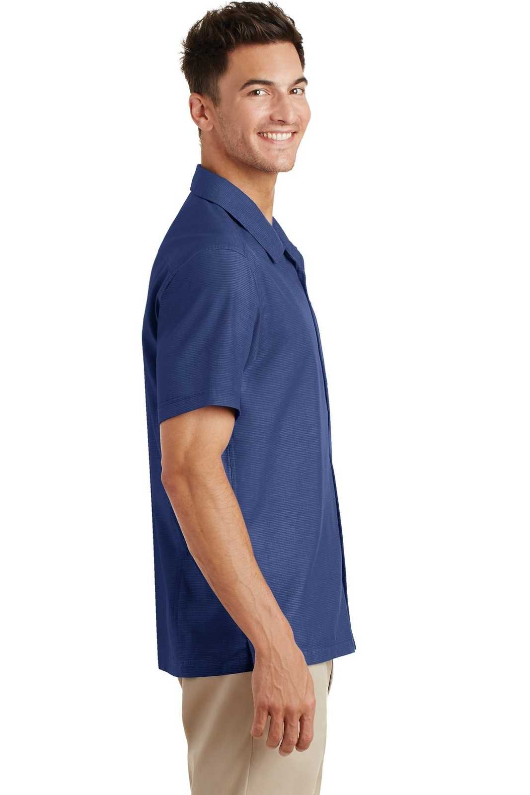 Port Authority S662 Textured Camp Shirt - Royal - HIT a Double - 3