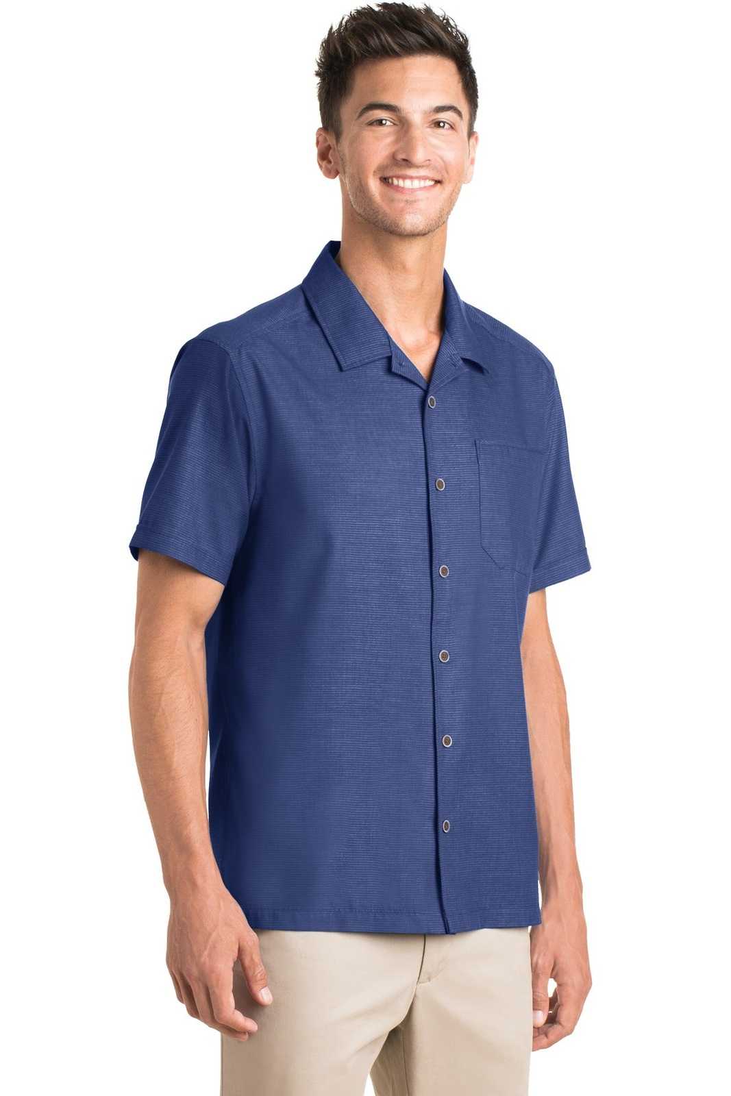 Port Authority S662 Textured Camp Shirt - Royal - HIT a Double - 4