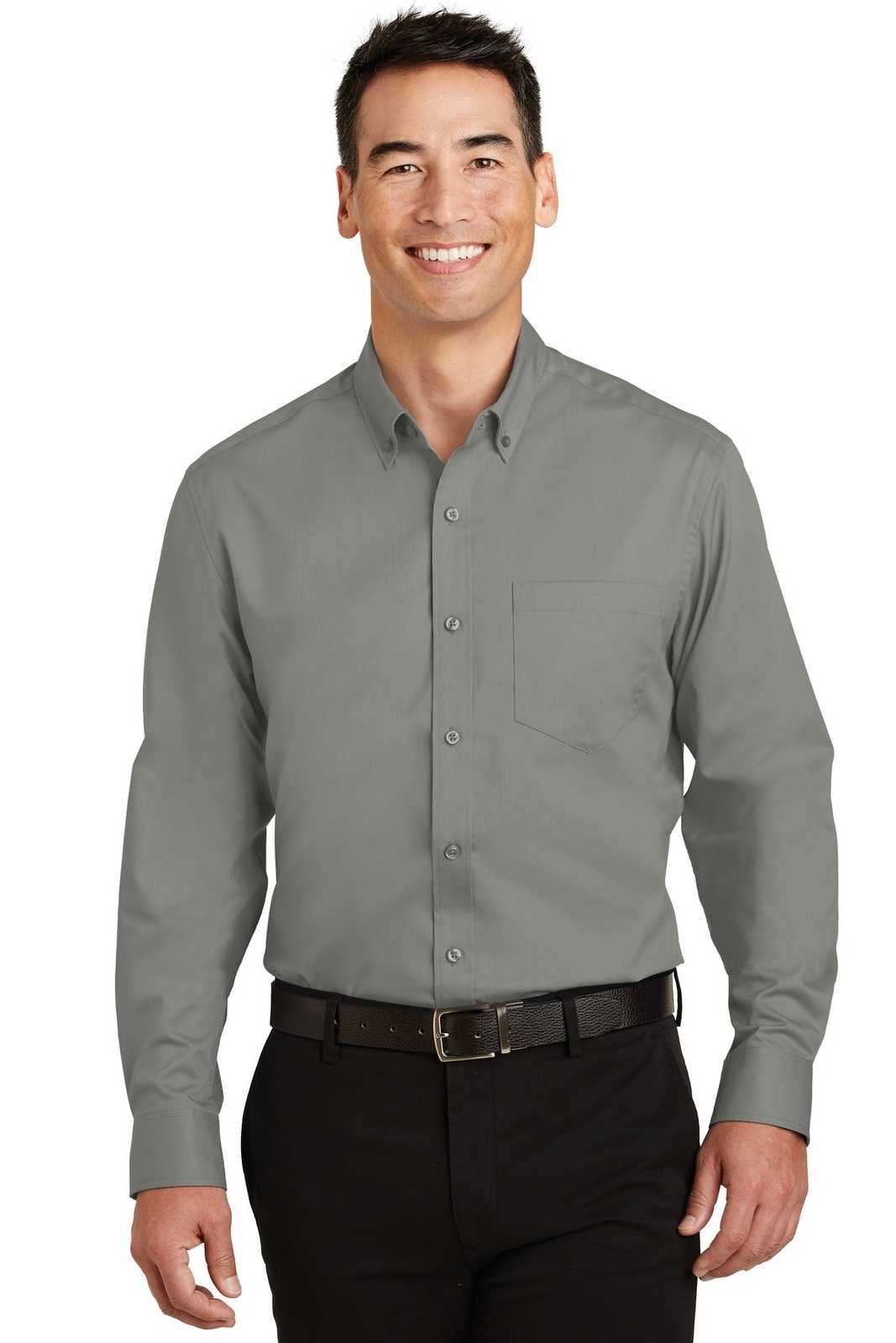 Port Authority S663 SuperPro Twill Shirt - Monument Gray - HIT a Double - 1