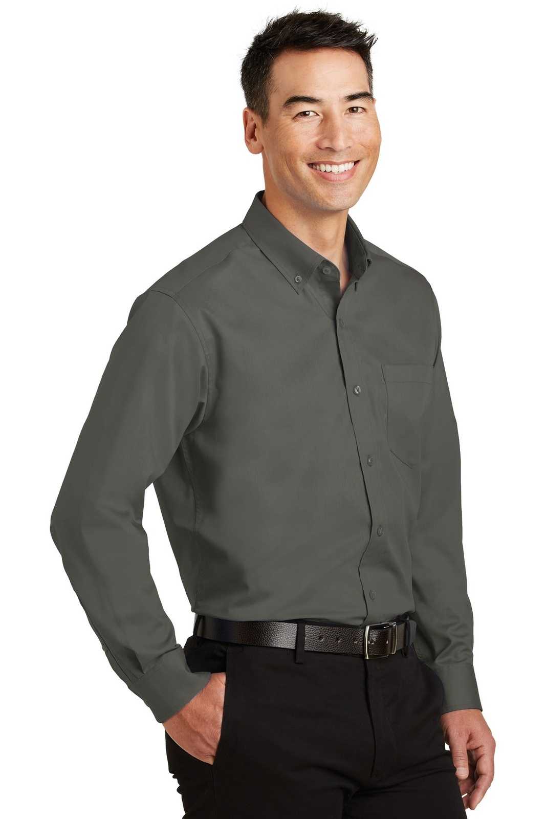 Port Authority S663 SuperPro Twill Shirt - Sterling Gray - HIT a Double - 4