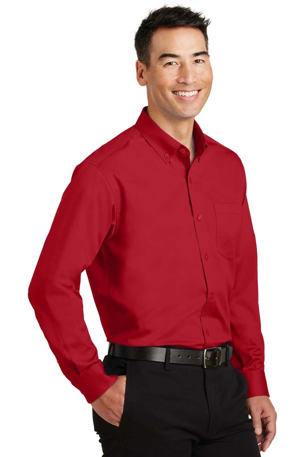 Port Authority S663 Superpro Twill Shirt - Rich Red - HIT a Double - 4