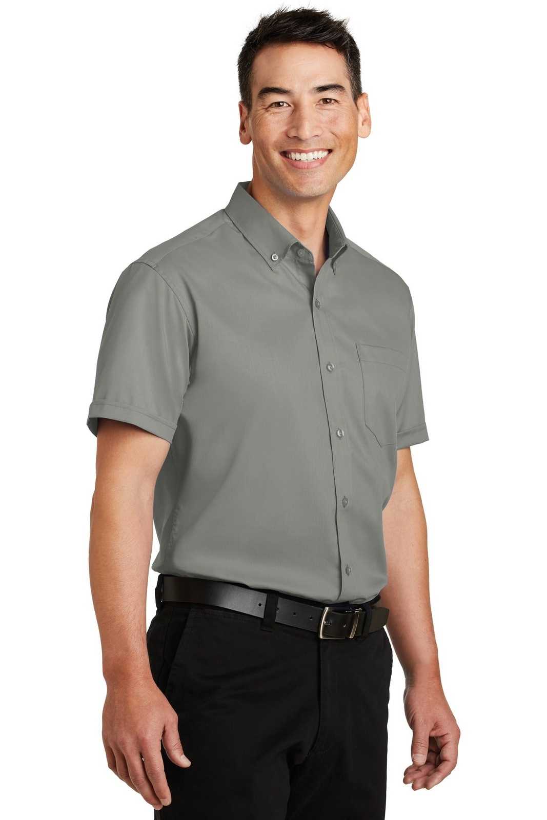 Port Authority S664 Short Sleeve SuperPro Twill Shirt - Monument Gray - HIT a Double - 4