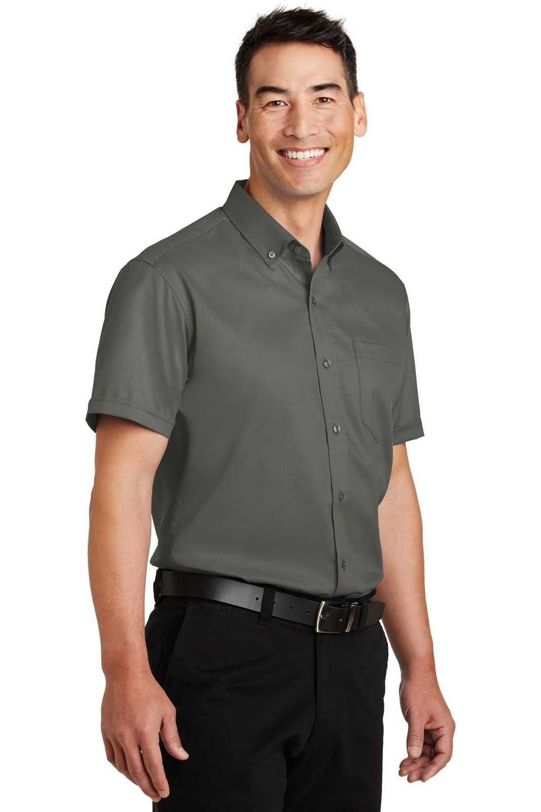 Port Authority S664 Short Sleeve SuperPro Twill Shirt - Sterling Gray - HIT a Double - 4