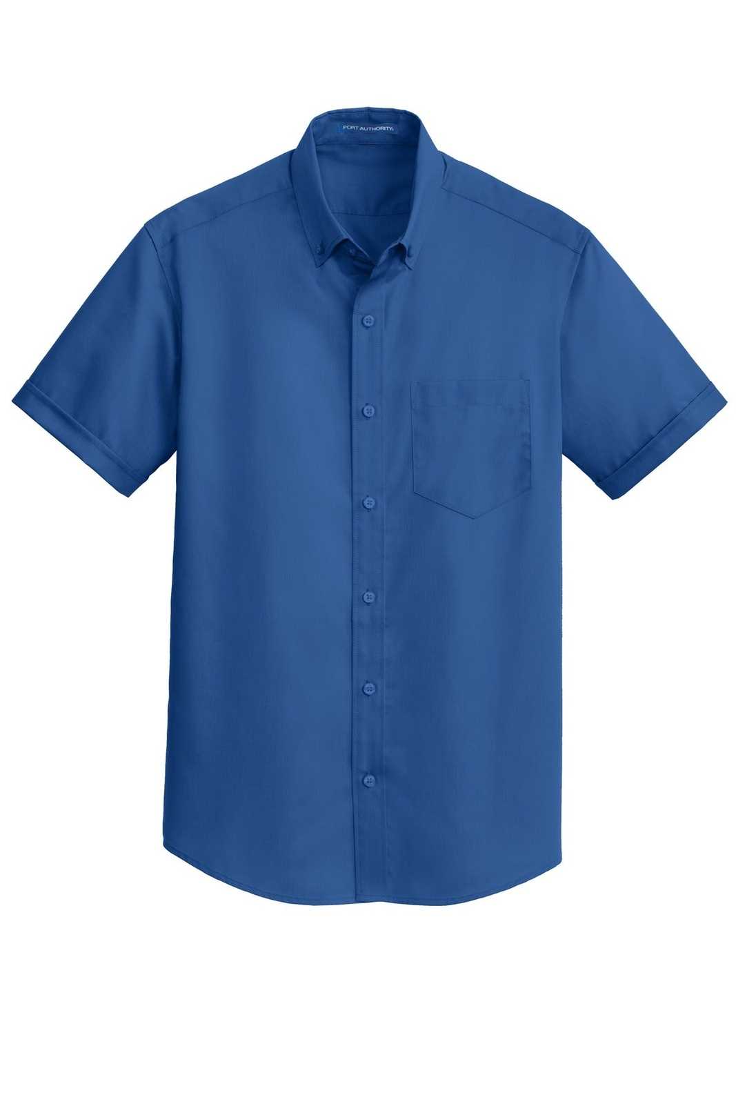 Port Authority S664 Short Sleeve Superpro Twill Shirt - True Blue - HIT a Double - 5