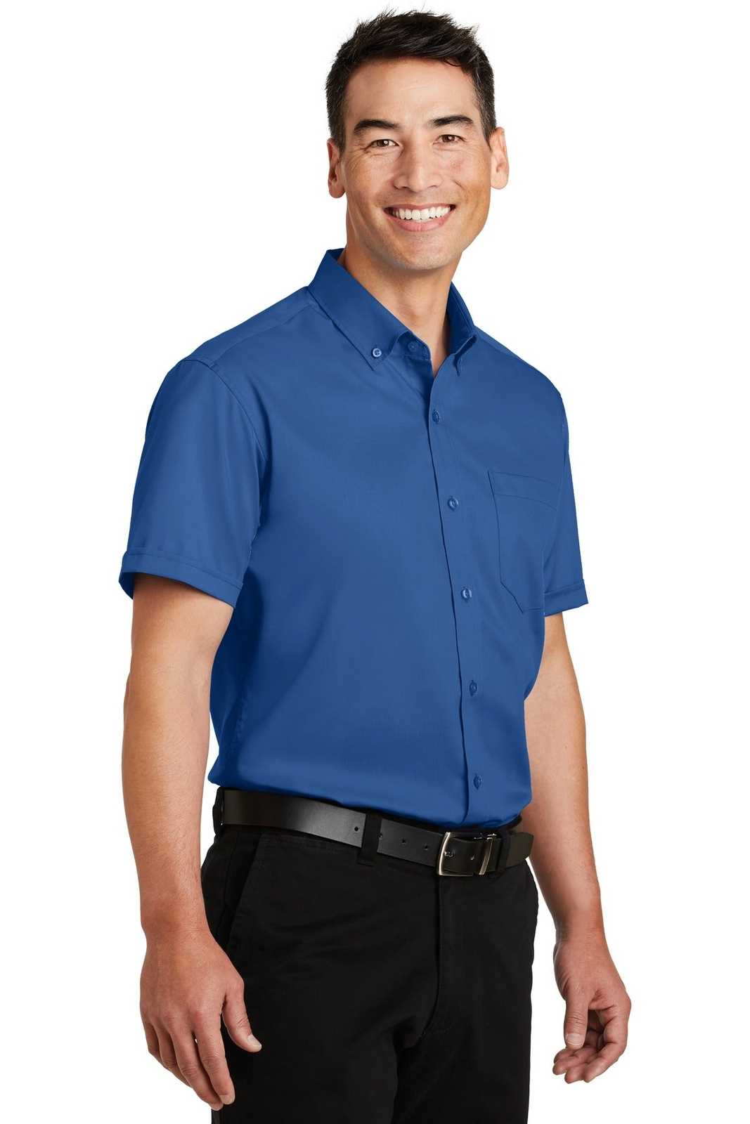 Port Authority S664 Short Sleeve Superpro Twill Shirt - True Blue - HIT a Double - 4