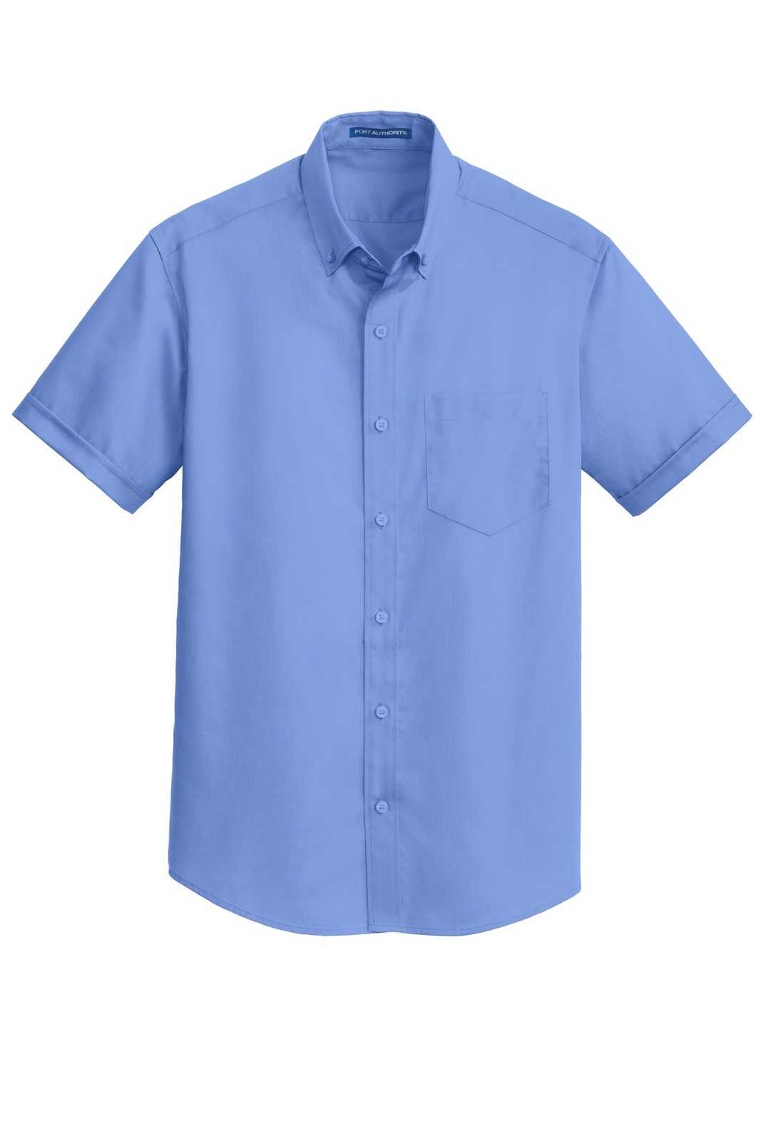 Port Authority S664 Short Sleeve Superpro Twill Shirt - Ultramarine Blue - HIT a Double - 5