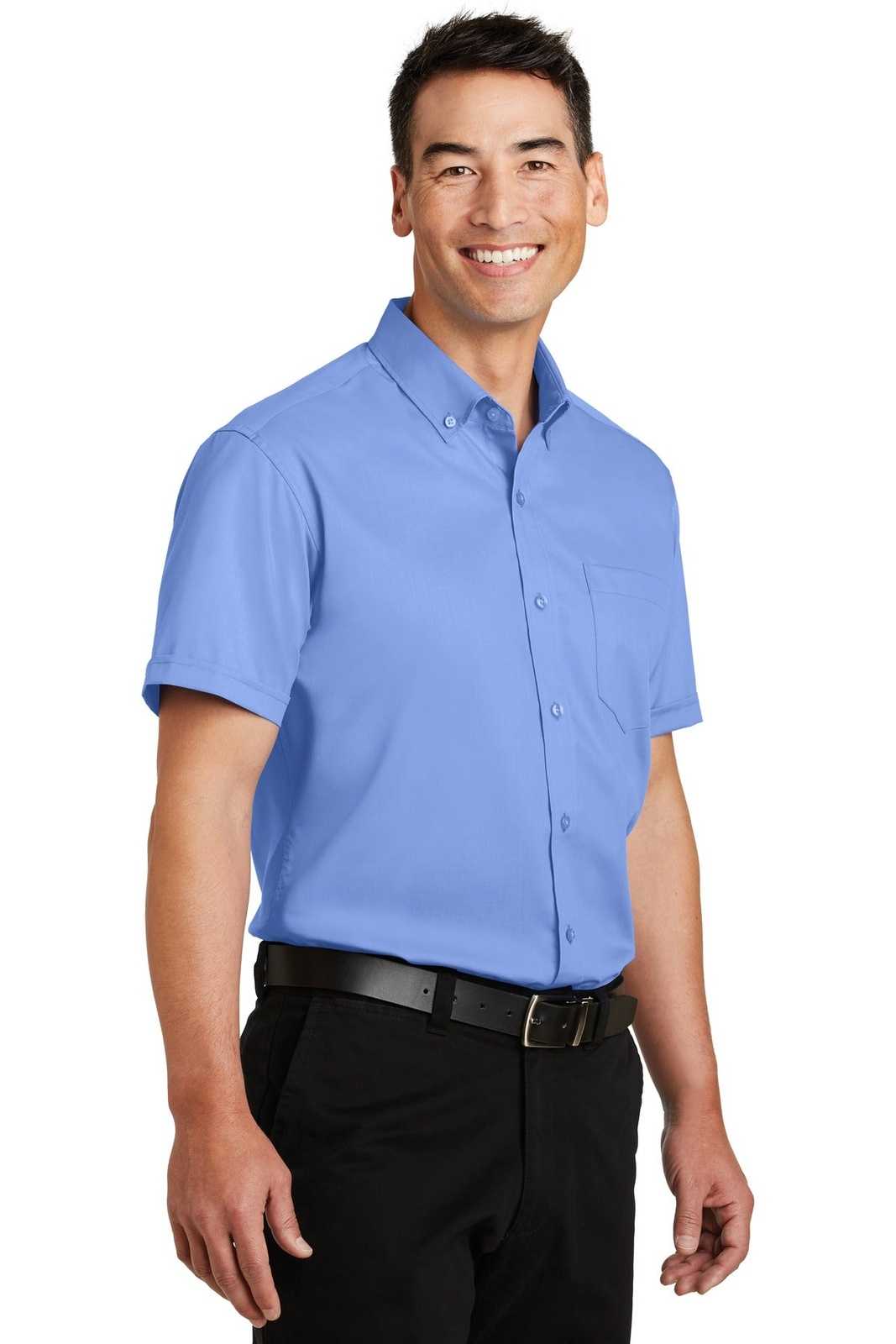 Port Authority S664 Short Sleeve Superpro Twill Shirt - Ultramarine Blue - HIT a Double - 4
