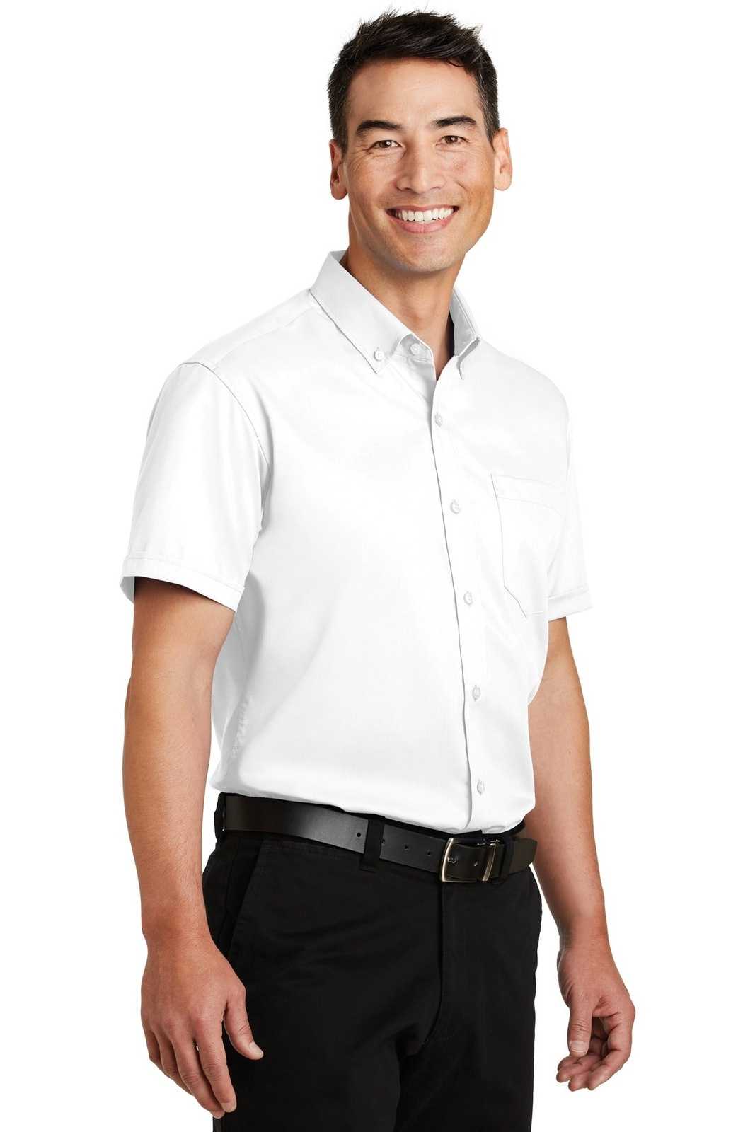 Port Authority S664 Short Sleeve Superpro Twill Shirt - White - HIT a Double - 4