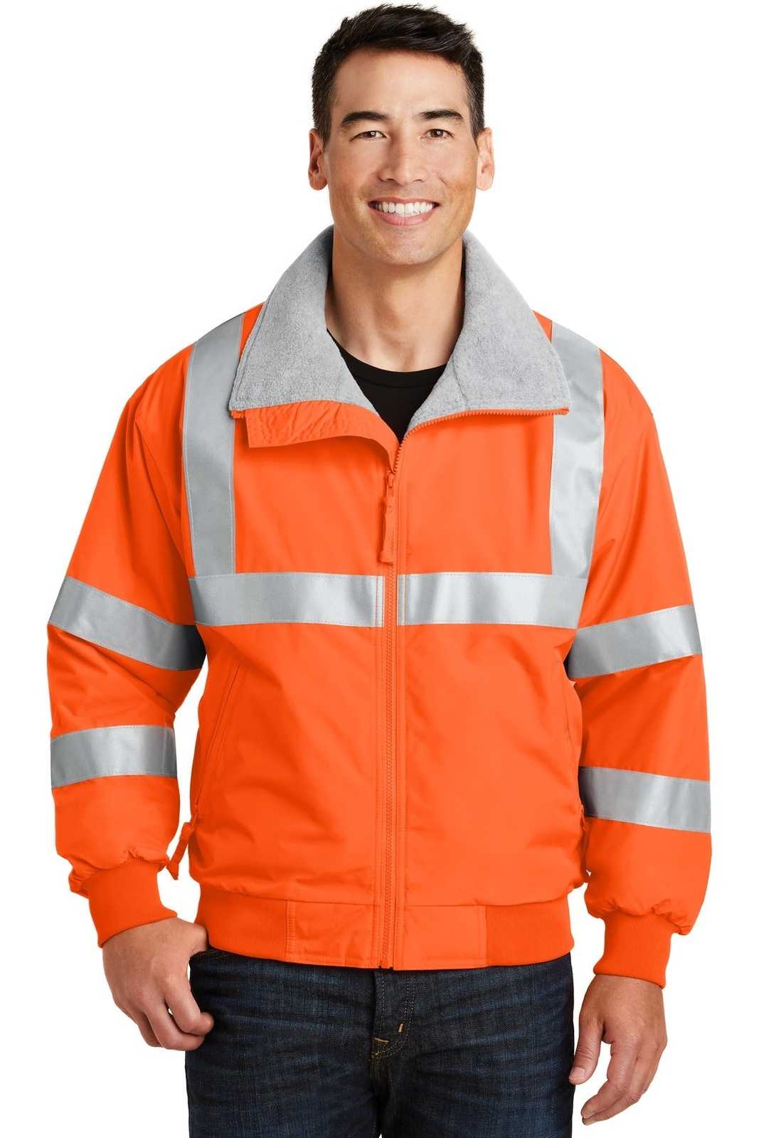 Port Authority SRJ754 Enhanced Visibility Challenger Jacket with Reflective Taping - Safety Orange Reflective - HIT a Double - 1
