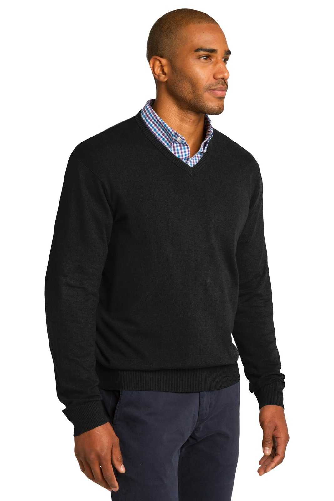 Port Authority SW285 V-Neck Sweater - Black - HIT a Double - 4