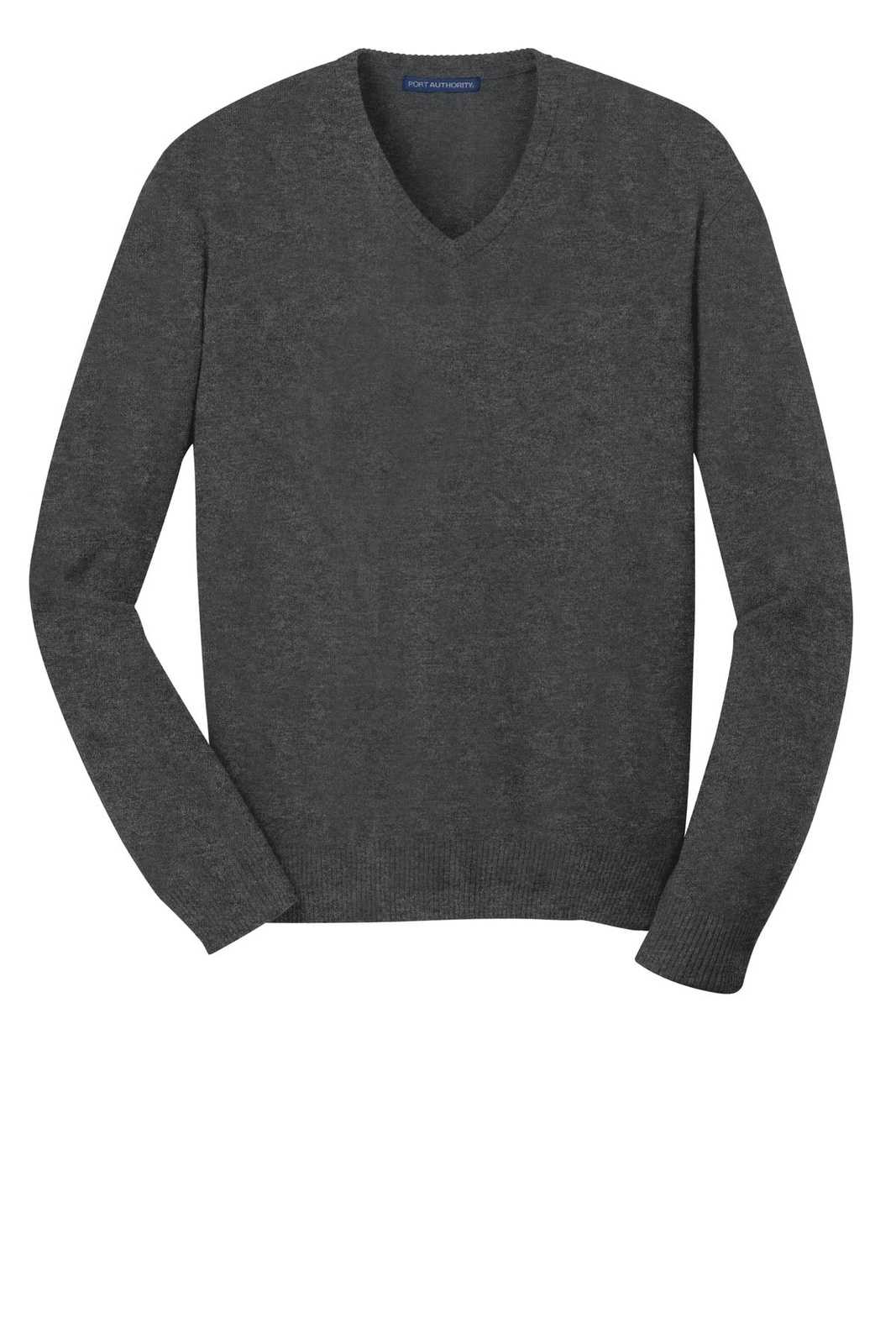 Port Authority SW285 V-Neck Sweater - Charcoal Heather - HIT a Double - 5