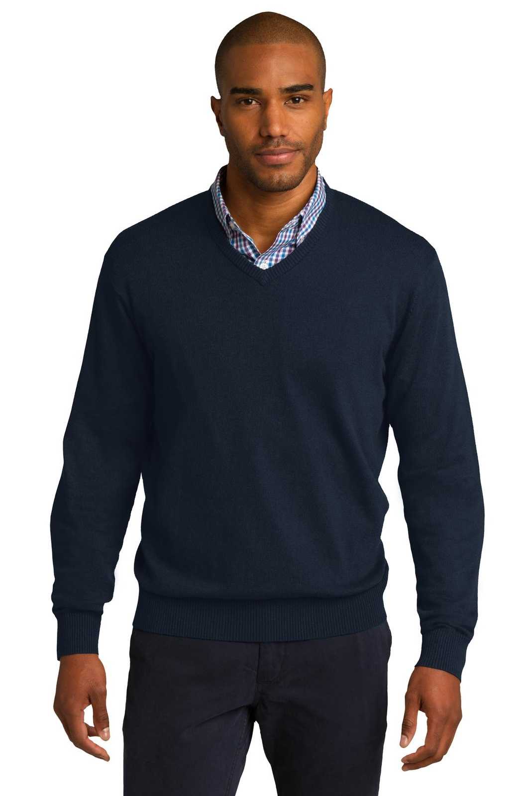 Port Authority SW285 V-Neck Sweater - Navy - HIT a Double - 1
