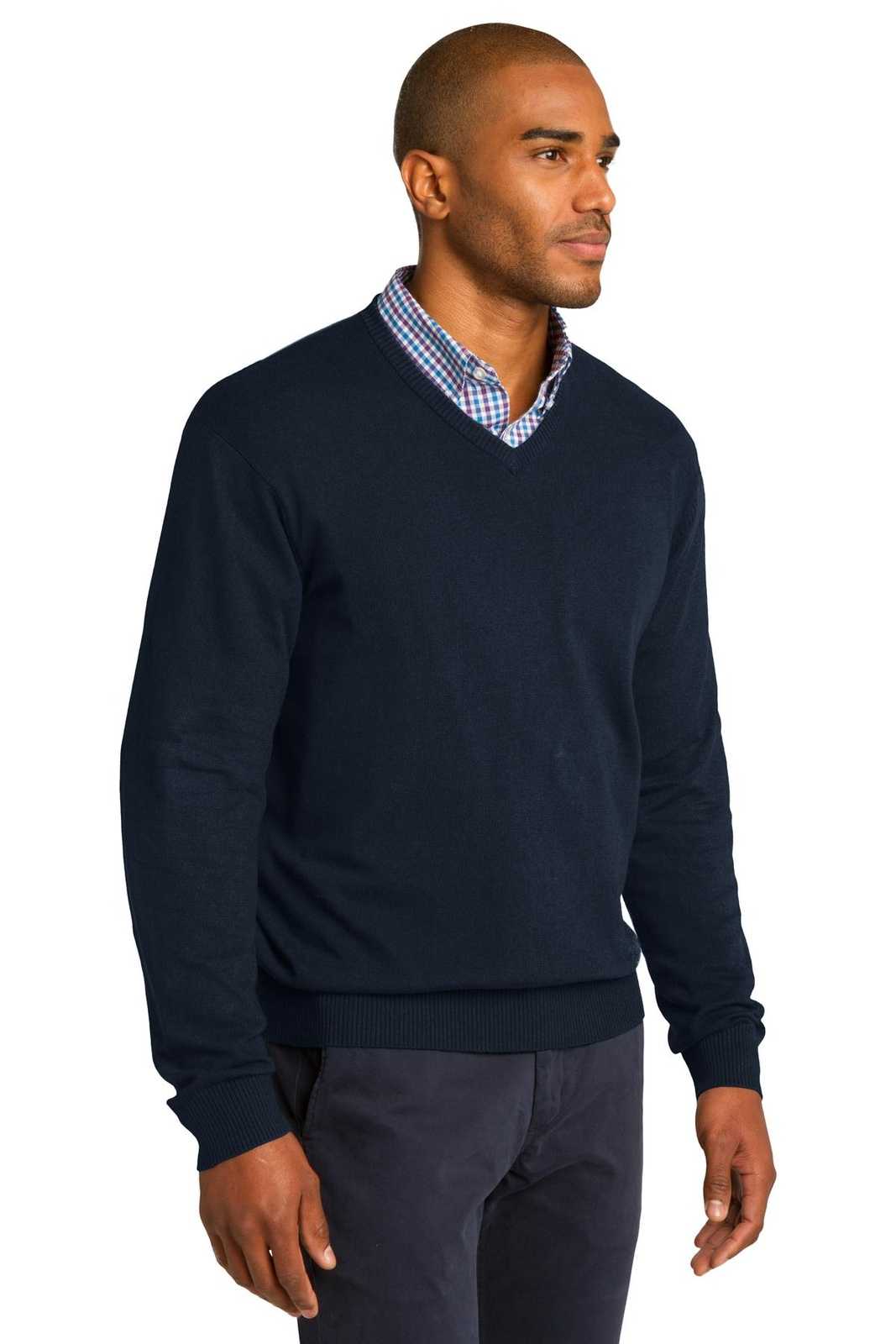 Port Authority SW285 V-Neck Sweater - Navy - HIT a Double - 4