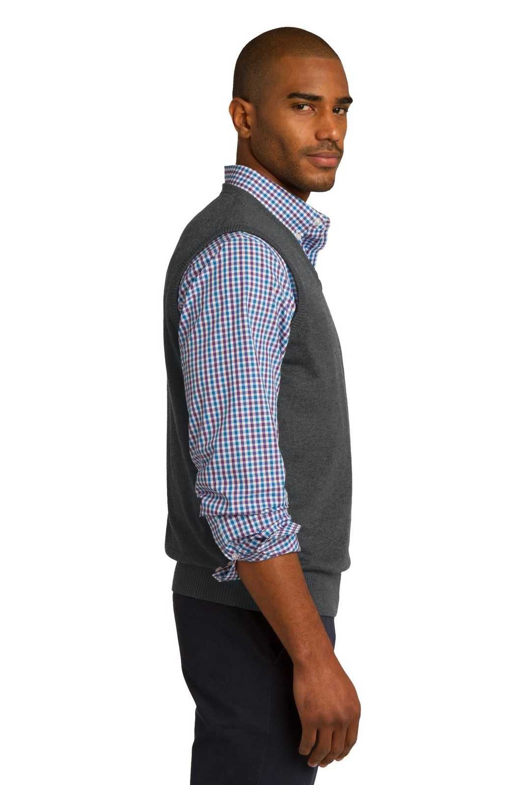 Port Authority SW286 Sweater Vest - Charcoal Heather - HIT a Double - 3
