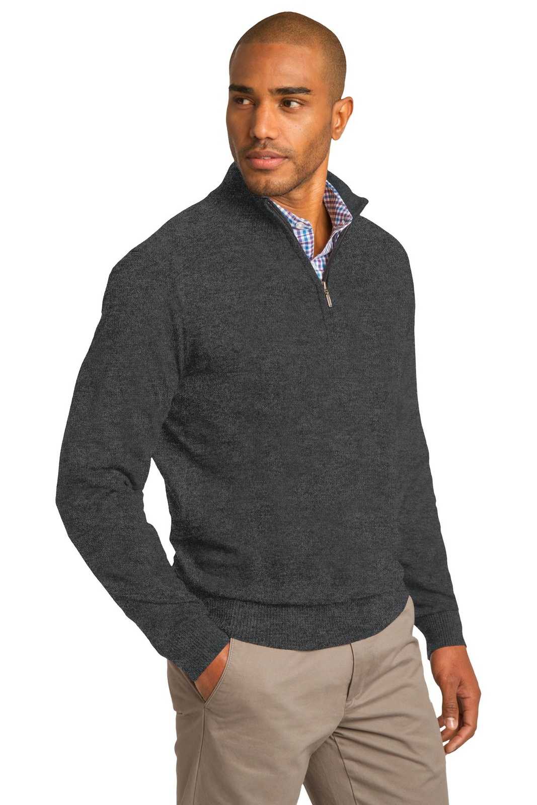 Port Authority SW290 1/2-Zip Sweater - Charcoal Heather - HIT a Double - 4