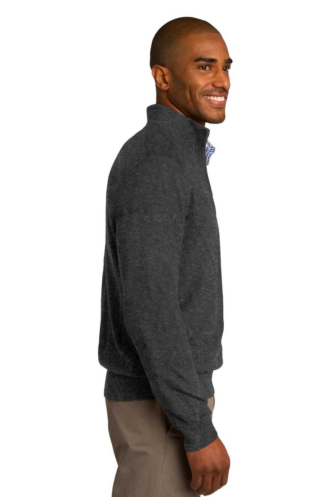 Port Authority SW290 1/2-Zip Sweater - Charcoal Heather - HIT a Double - 3