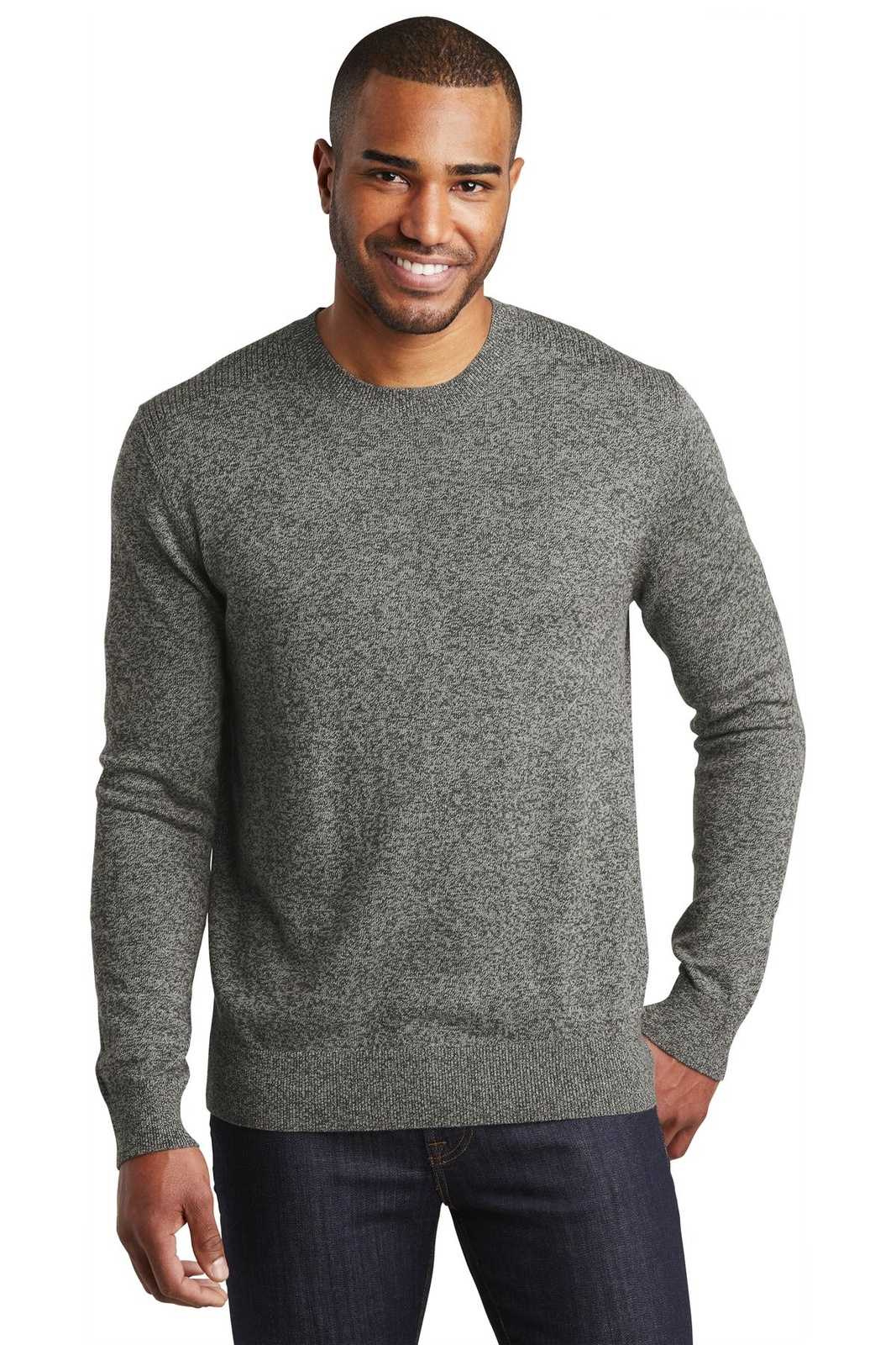 Port Authority SW417 Marled Crew Sweater - Warm Gray Marl - HIT a Double - 1
