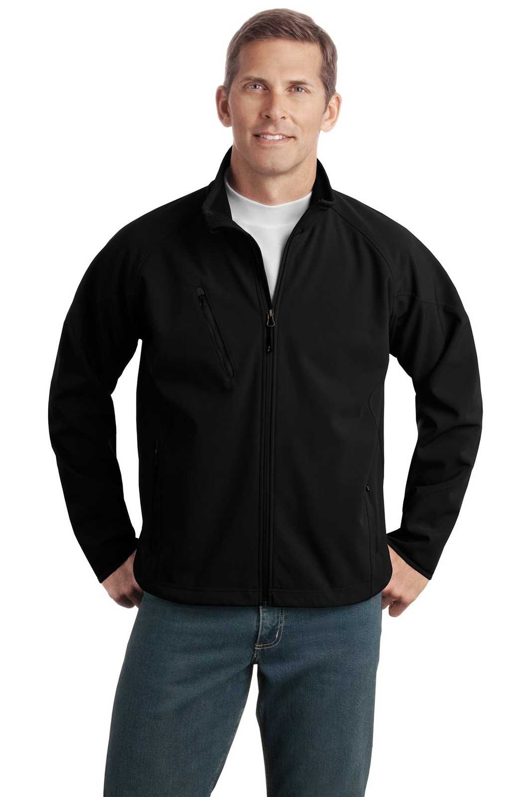 Port Authority TLJ705 Tall Textured Soft Shell Jacket - Black - HIT a Double - 1