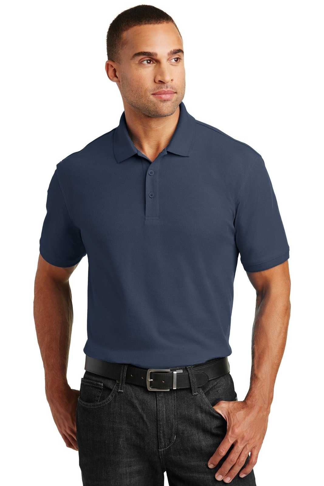 Port Authority TLK100 Tall Core Classic Pique Polo - River Blue Navy - HIT a Double - 1