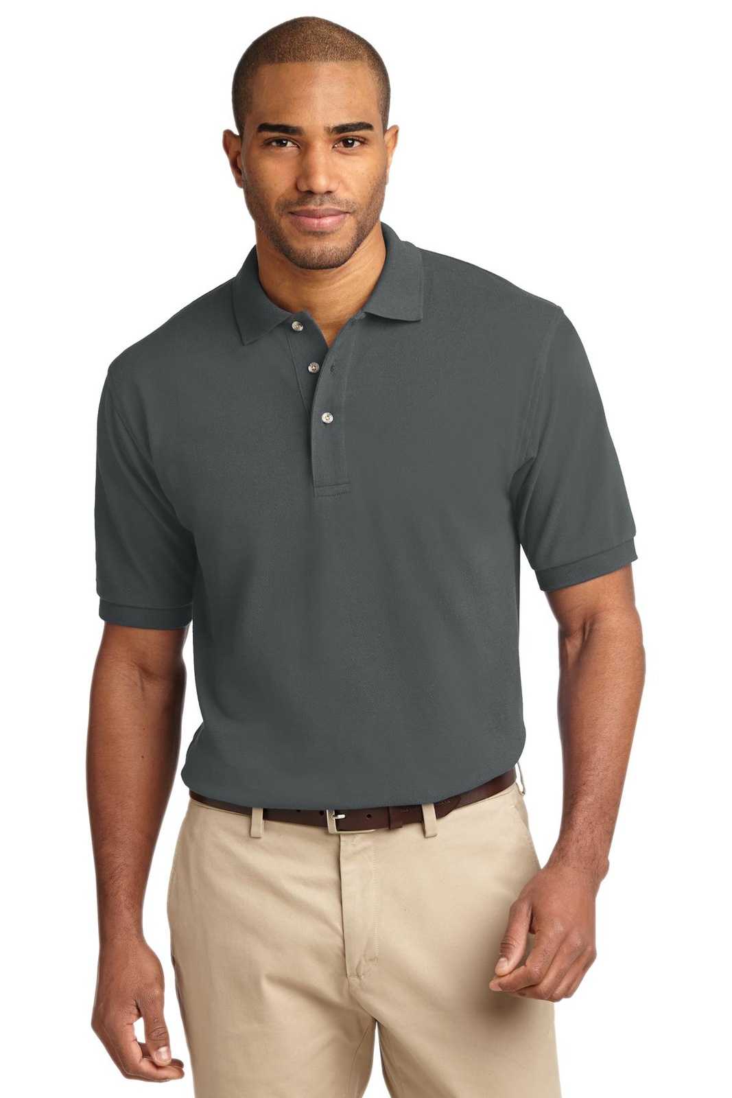 Port Authority TLK420 Tall Heavyweight Cotton Pique Polo - Steel Gray - HIT a Double - 1