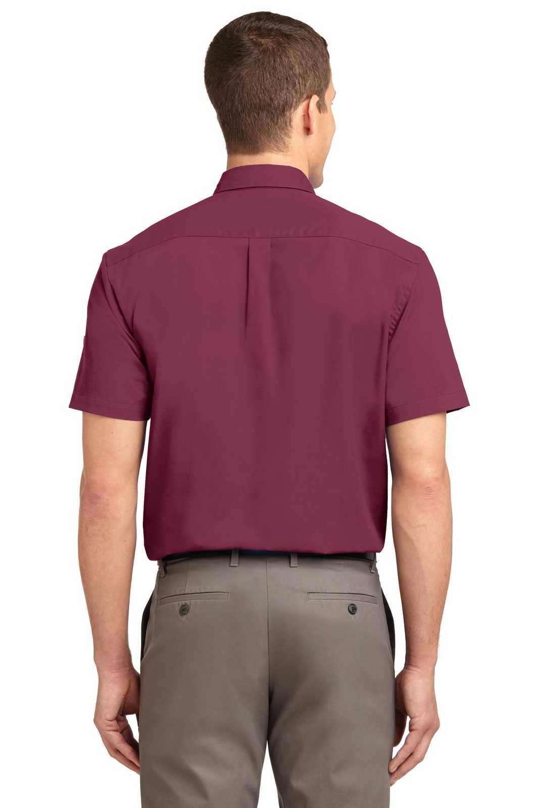 Port Authority TLS508 Tall Short Sleeve Easy Care Shirt - Burgundy Light Stone - HIT a Double - 2