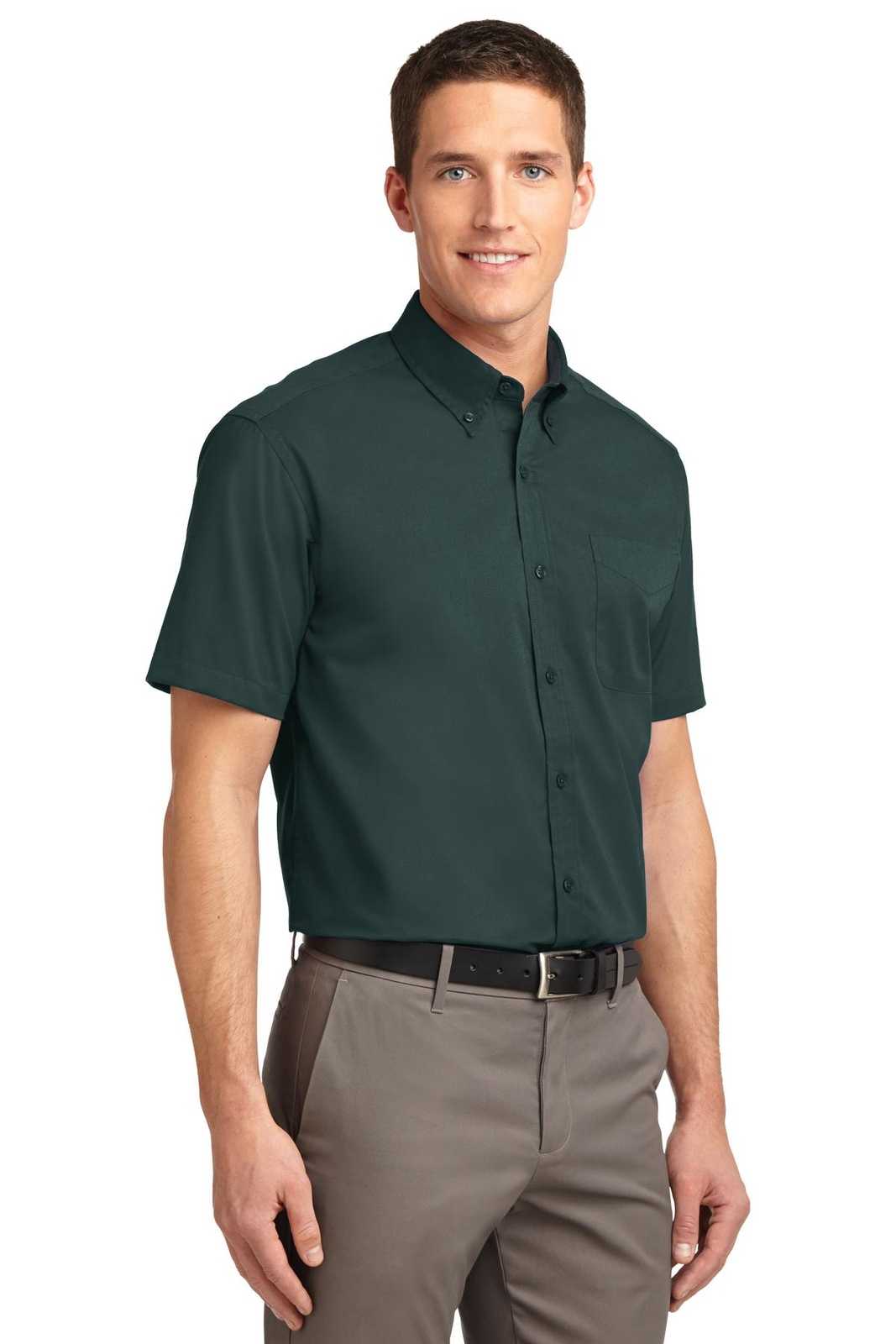 Port Authority TLS508 Tall Short Sleeve Easy Care Shirt - Dark Green Navy - HIT a Double - 4