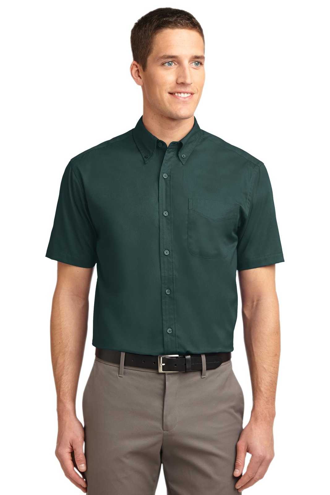 Port Authority TLS508 Tall Short Sleeve Easy Care Shirt - Dark Green Navy - HIT a Double - 1