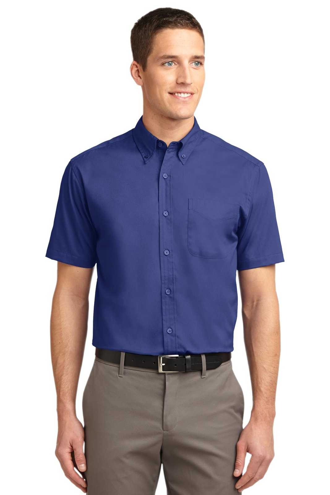 Port Authority TLS508 Tall Short Sleeve Easy Care Shirt - Mediterranean Blue - HIT a Double - 1