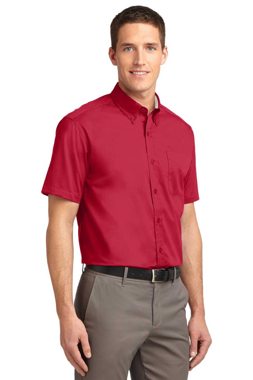 Port Authority TLS508 Tall Short Sleeve Easy Care Shirt - Red Light Stone - HIT a Double - 4