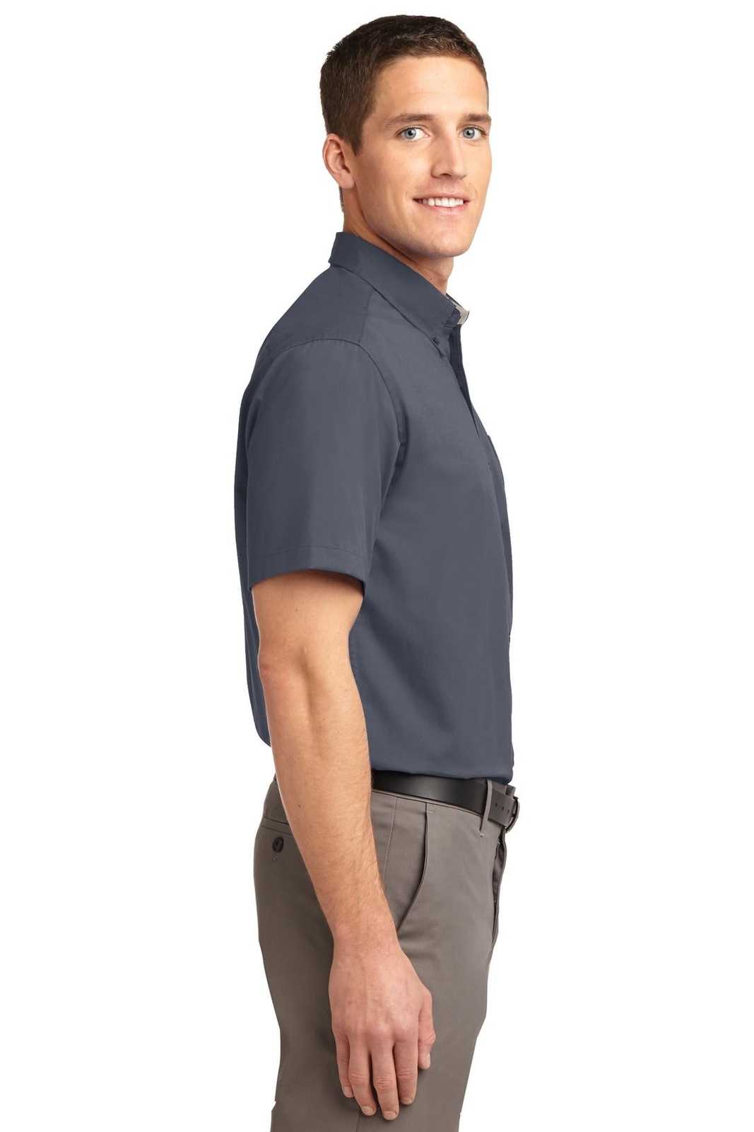 Port Authority TLS508 Tall Short Sleeve Easy Care Shirt - Steel Gray Light Stone - HIT a Double - 3