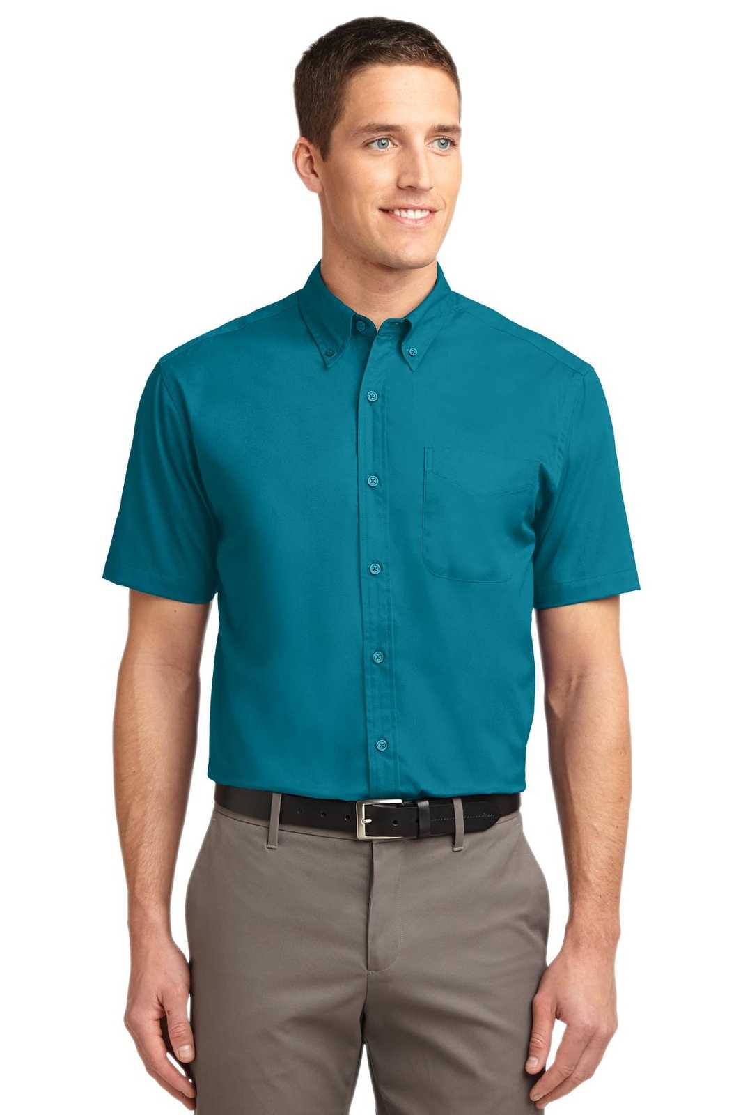 Port Authority TLS508 Tall Short Sleeve Easy Care Shirt - Teal Green - HIT a Double - 1