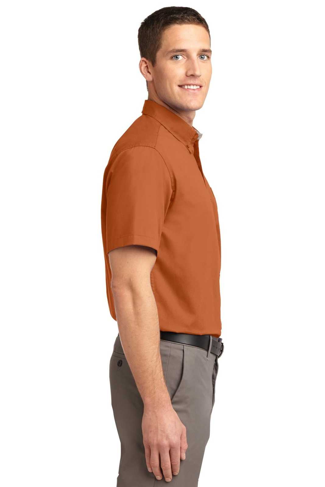 Port Authority TLS508 Tall Short Sleeve Easy Care Shirt - Texas Orange Light Stone - HIT a Double - 3